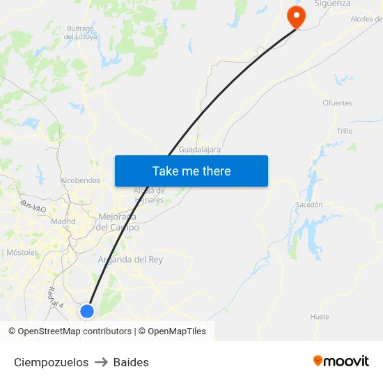 Ciempozuelos to Baides map
