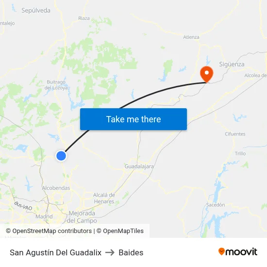 San Agustín Del Guadalix to Baides map
