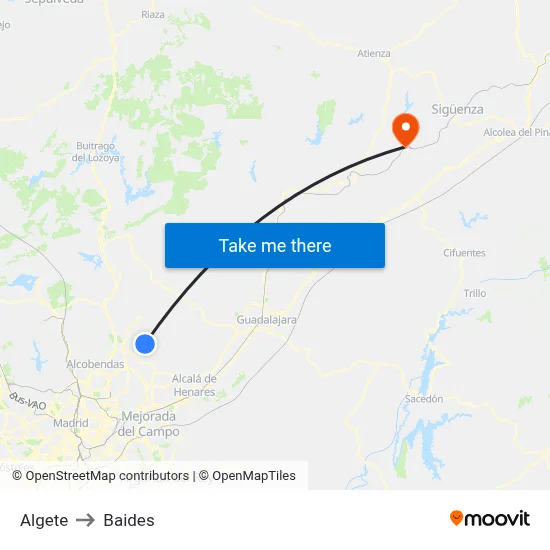 Algete to Baides map