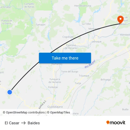 El Casar to Baides map