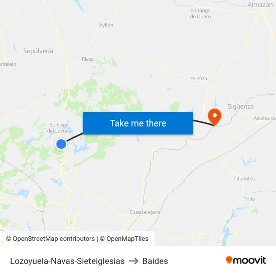 Lozoyuela-Navas-Sieteiglesias to Baides map