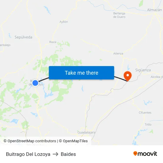 Buitrago Del Lozoya to Baides map
