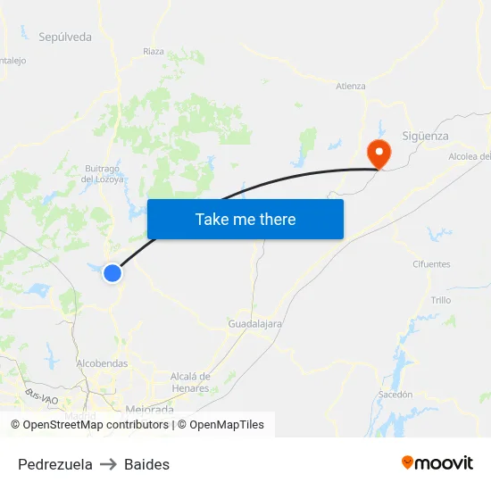 Pedrezuela to Baides map
