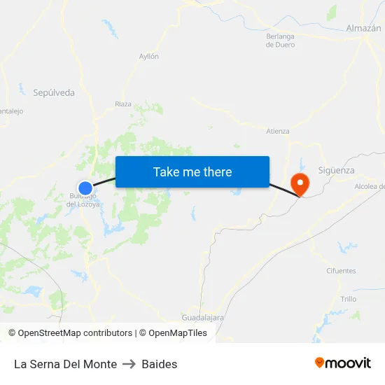 La Serna Del Monte to Baides map