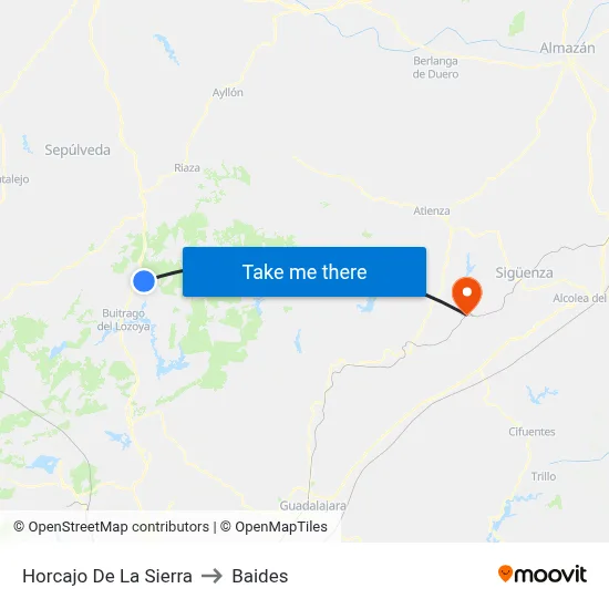 Horcajo De La Sierra to Baides map