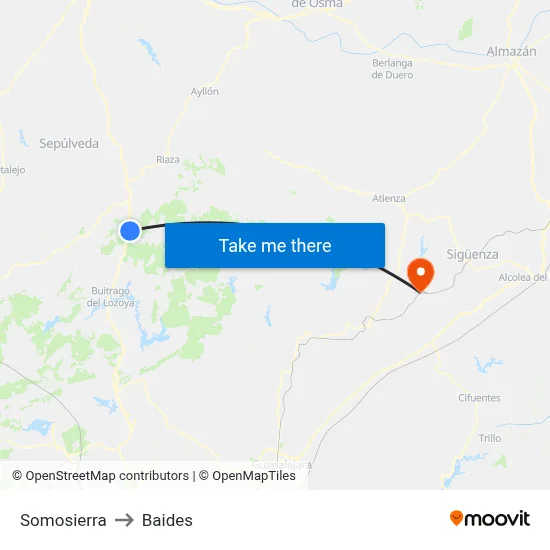 Somosierra to Baides map