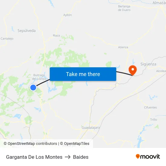 Garganta De Los Montes to Baides map