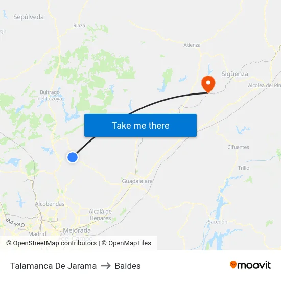 Talamanca De Jarama to Baides map
