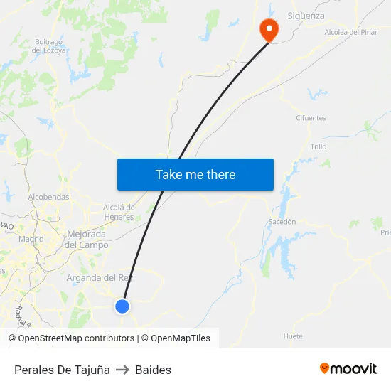 Perales De Tajuña to Baides map
