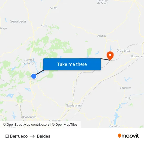 El Berrueco to Baides map