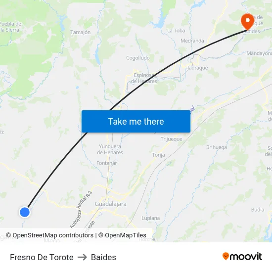 Fresno De Torote to Baides map