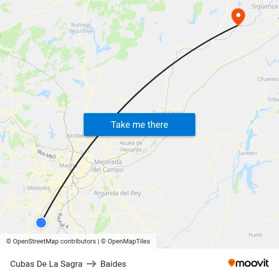 Cubas De La Sagra to Baides map