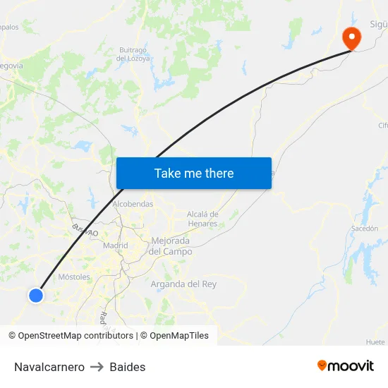 Navalcarnero to Baides map