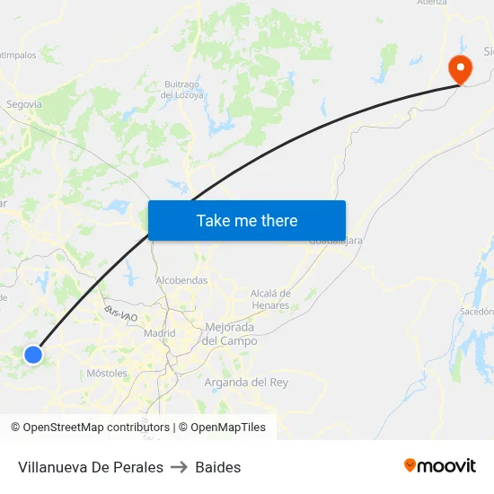 Villanueva De Perales to Baides map