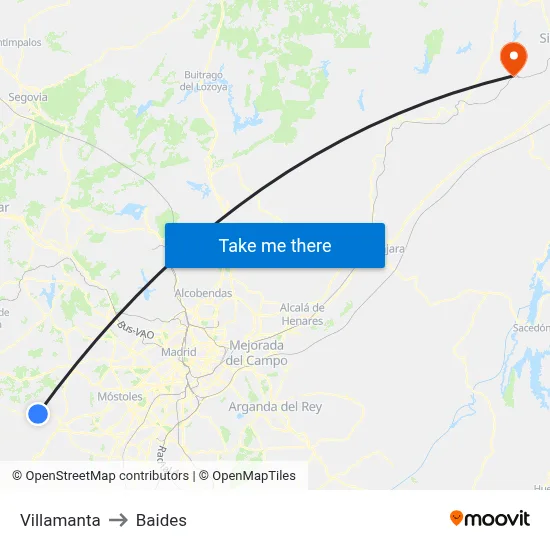 Villamanta to Baides map