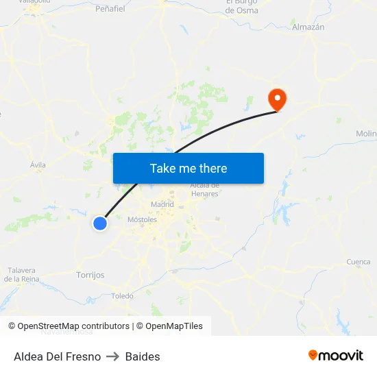 Aldea Del Fresno to Baides map