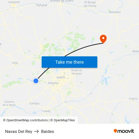 Navas Del Rey to Baides map