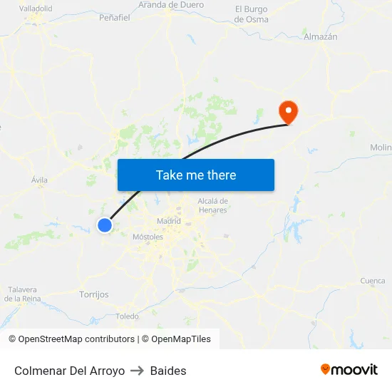 Colmenar Del Arroyo to Baides map