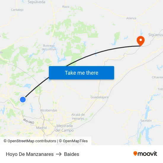 Hoyo De Manzanares to Baides map