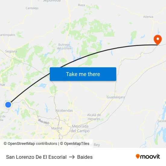 San Lorenzo De El Escorial to Baides map