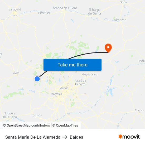 Santa María De La Alameda to Baides map