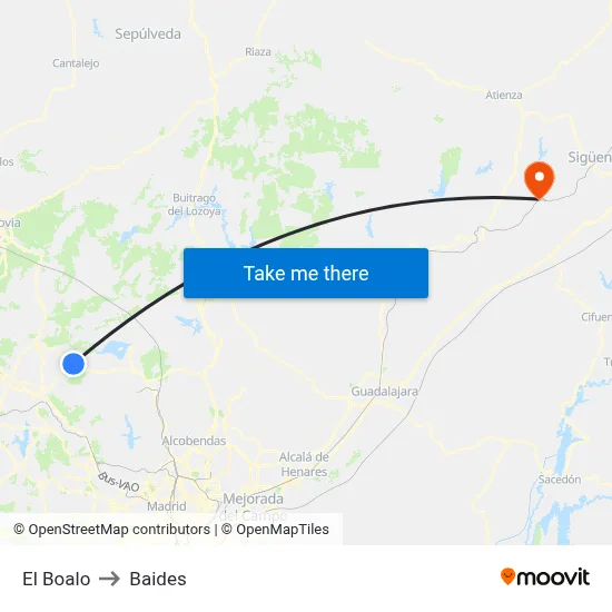 El Boalo to Baides map