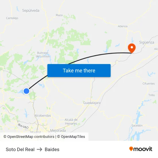 Soto Del Real to Baides map