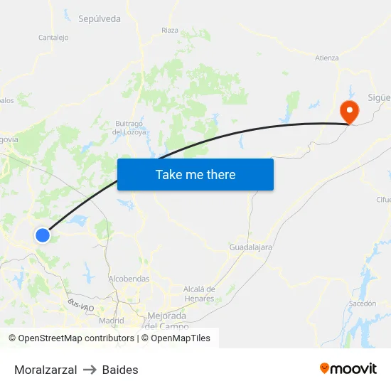 Moralzarzal to Baides map