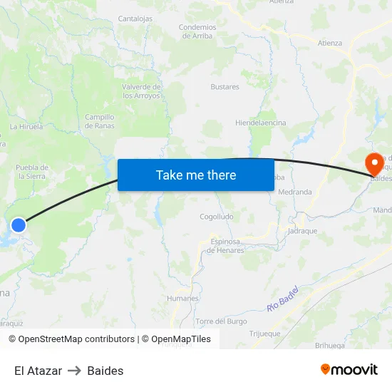 El Atazar to Baides map
