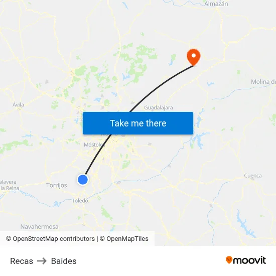 Recas to Baides map