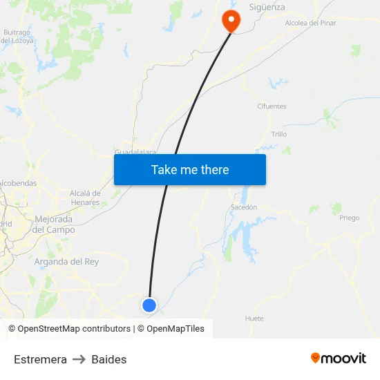 Estremera to Baides map