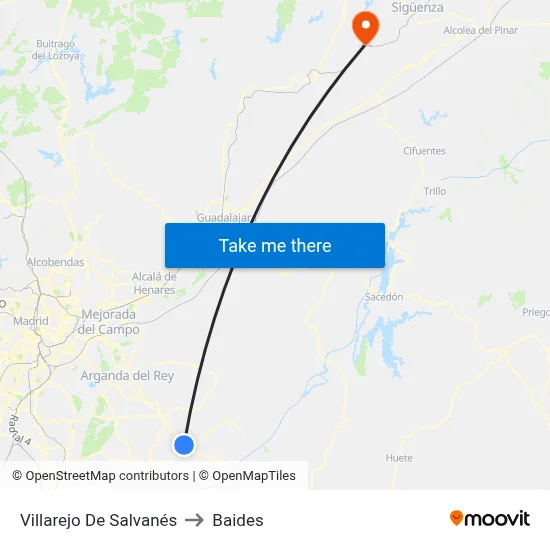 Villarejo De Salvanés to Baides map