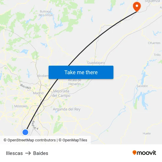 Illescas to Baides map