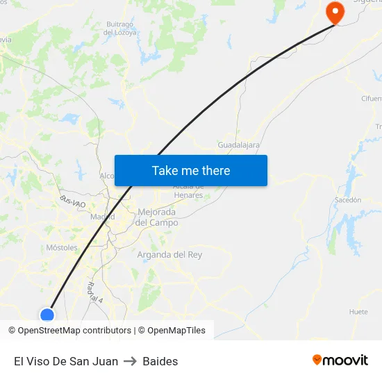 El Viso De San Juan to Baides map