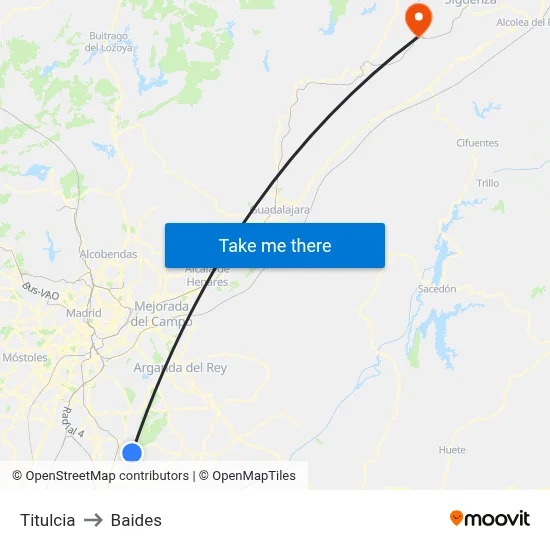Titulcia to Baides map