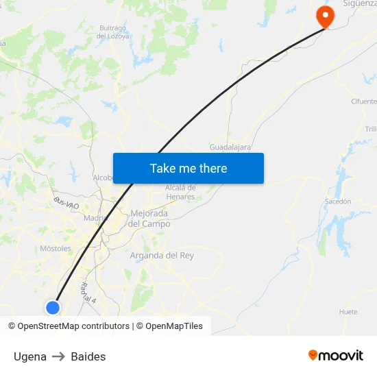 Ugena to Baides map
