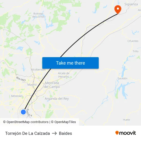Torrejón De La Calzada to Baides map