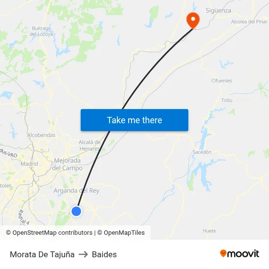 Morata De Tajuña to Baides map