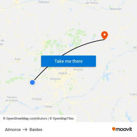 Almorox to Baides map