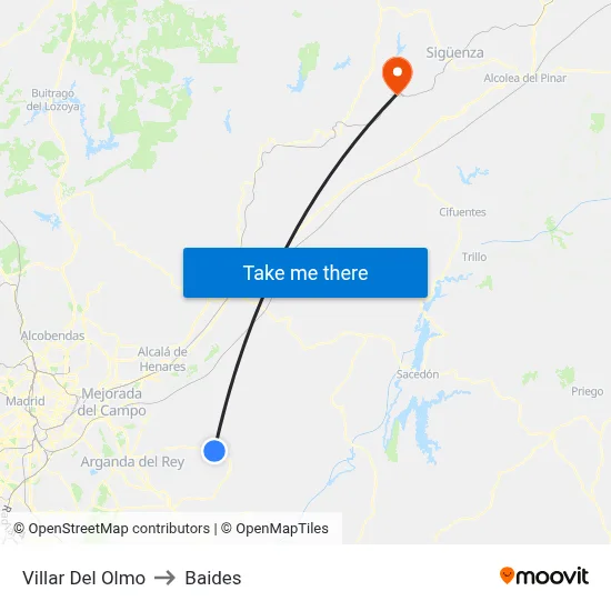 Villar Del Olmo to Baides map