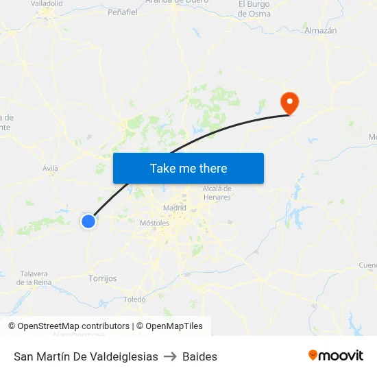 San Martín De Valdeiglesias to Baides map
