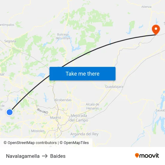 Navalagamella to Baides map