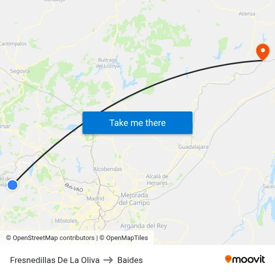 Fresnedillas De La Oliva to Baides map