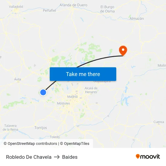 Robledo De Chavela to Baides map