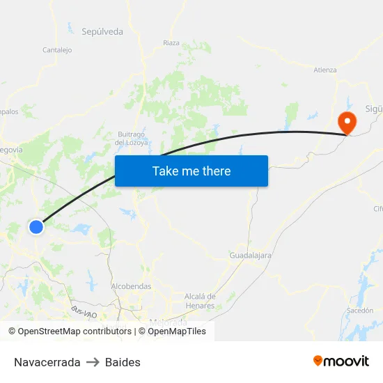 Navacerrada to Baides map