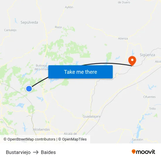 Bustarviejo to Baides map