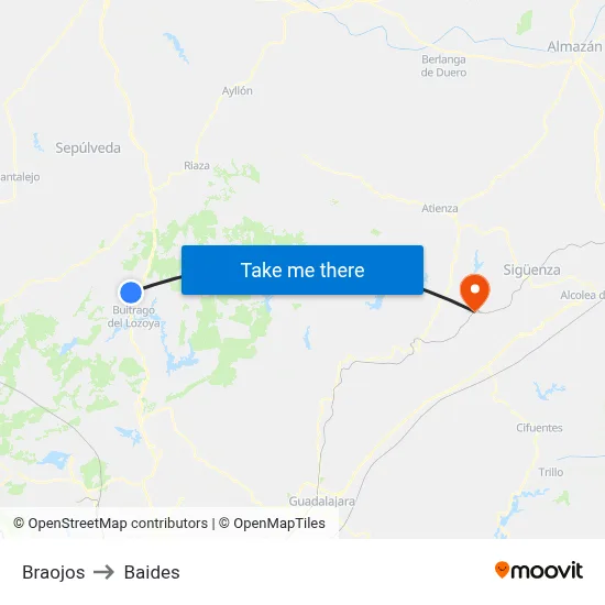 Braojos to Baides map