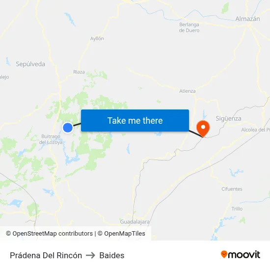 Prádena Del Rincón to Baides map