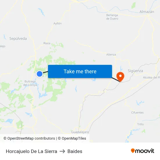 Horcajuelo De La Sierra to Baides map