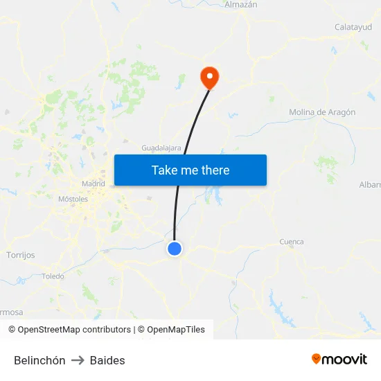 Belinchón to Baides map